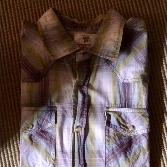 Route 66 Vintage Look Plaid Shirt - Picture 2 of 8